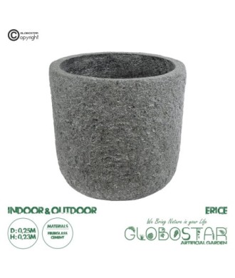 GloboStar® Artificial Garden ERICE 20757 Επιδαπέδιο Πολυεστερικό Τσιμεντένιο Κασπώ Γλάστρα - Flower Pot Γκρι Φ25 x Υ23cm